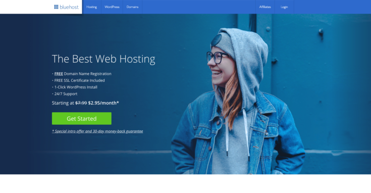 image of bluehost homepage