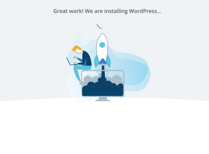 wordpress install success page at bluehost