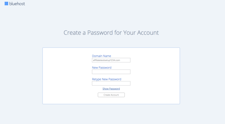 image of login screen at bluehost