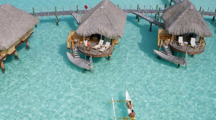 Image of overwater bungalows at Le Bora Bora by Pearl Resorts
