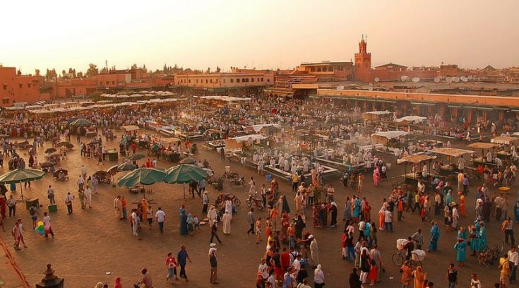 cheapest places to travel - image of market in Marrakech