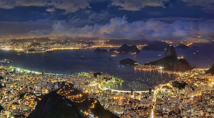 cheapest vacation spots - aerial view of Rio at night