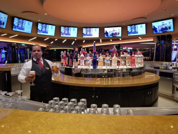 bartender serving drinks on the ship