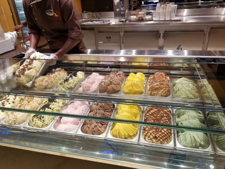 selection of gelato on the ship