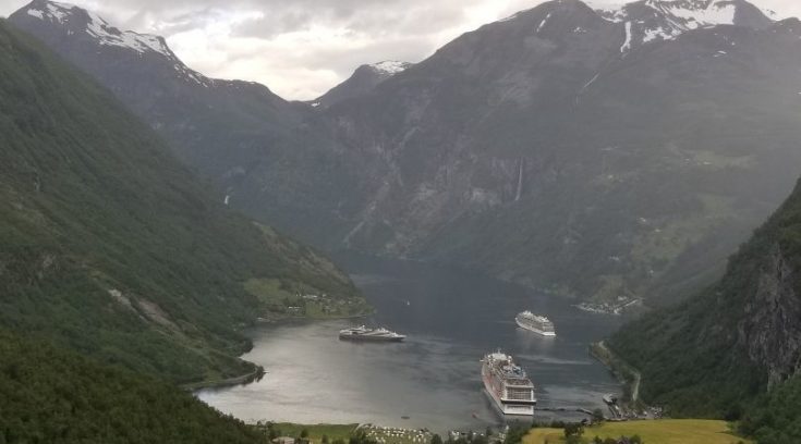 Photo of cruise ship docked at Geiranger, Norway