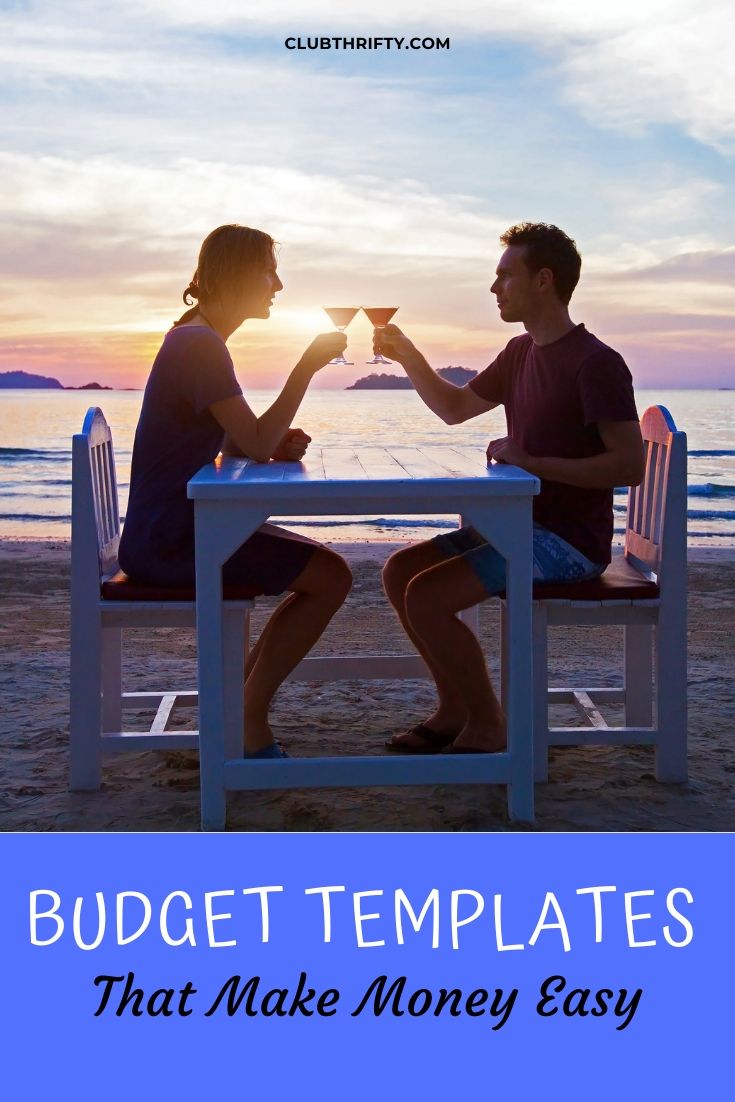 Budget Templates Pin - picture of couple having dinner on beach