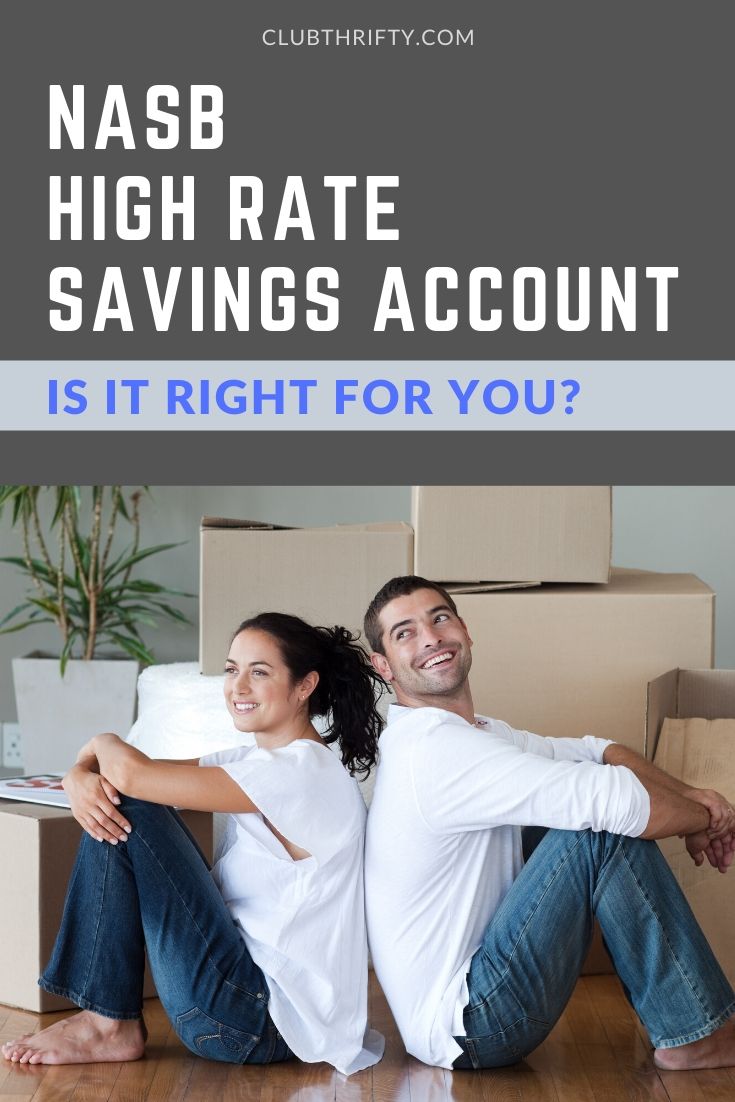 NASB High Rate Savings Review Pin - picture of couple on floor with boxes
