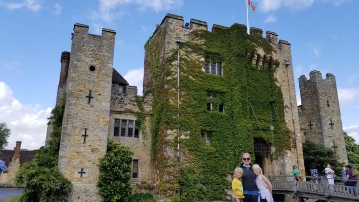 photo of family in front of Hever Castle, England
