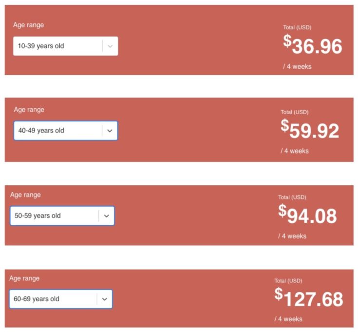 SafetyWing Review - screenshot comparing Nomad Plan Pricing
