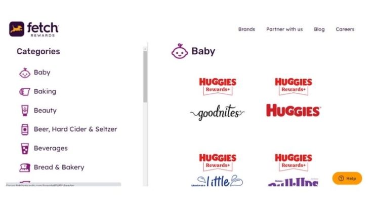 screenshot Fetch Rewards partner brands